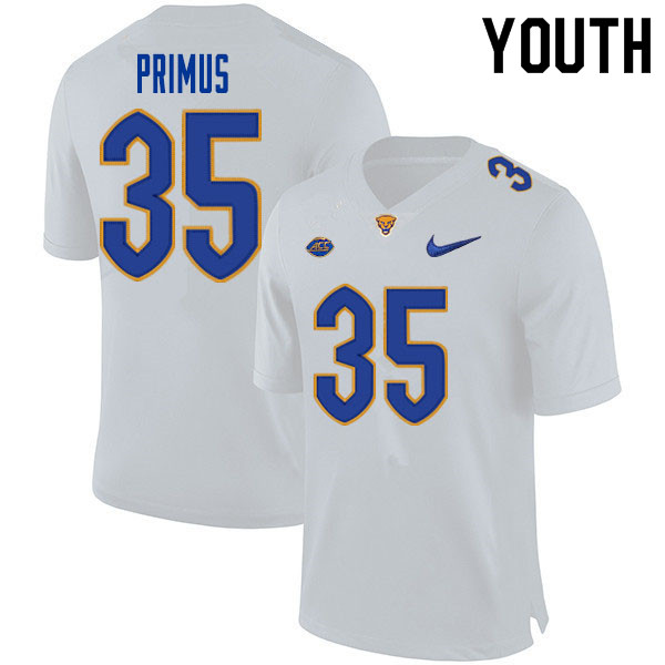 Youth #35 Hudson Primus Pitt Panthers College Football Jerseys Sale-White